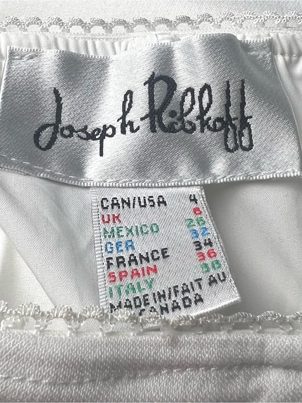 JOSEPH RIBKOFF Straight Leg Stretch Pants White Lined Sz 4 - Picture 6 of 6